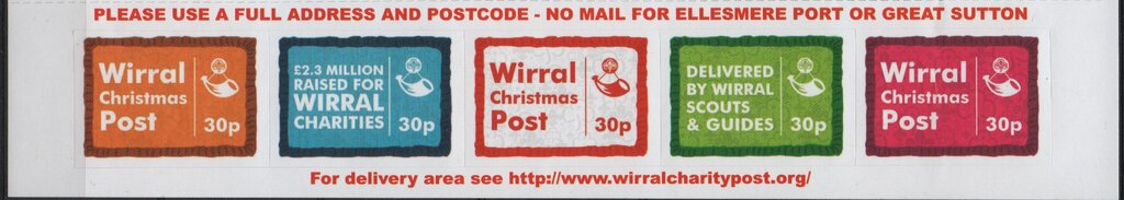 Wirral Christmas Post strip of 5