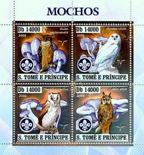 Owls and mushrooms (silver)
