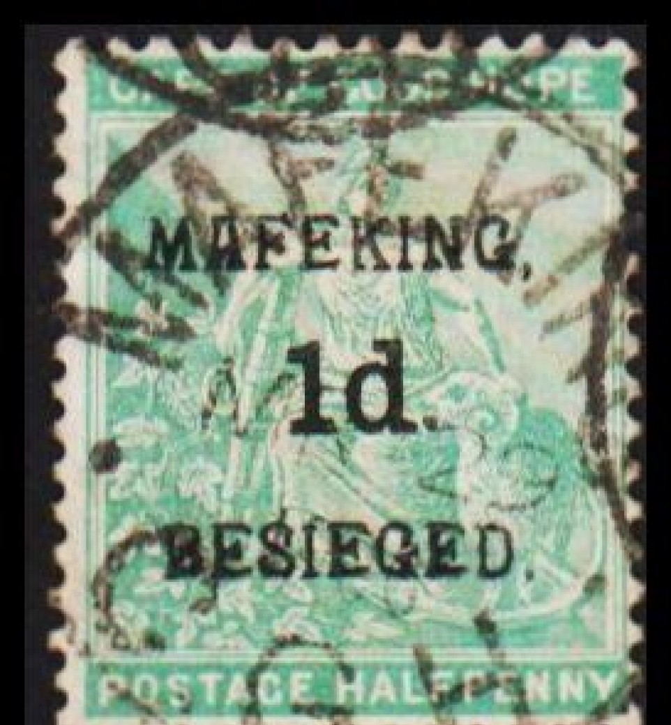 Cape of Good Hope ½d — “Mafeking / 1d / Besieged” (used)
