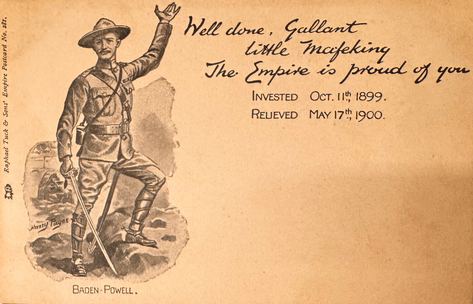 Baden-Powell postcard — “Well done, Gallant little Mafeking”