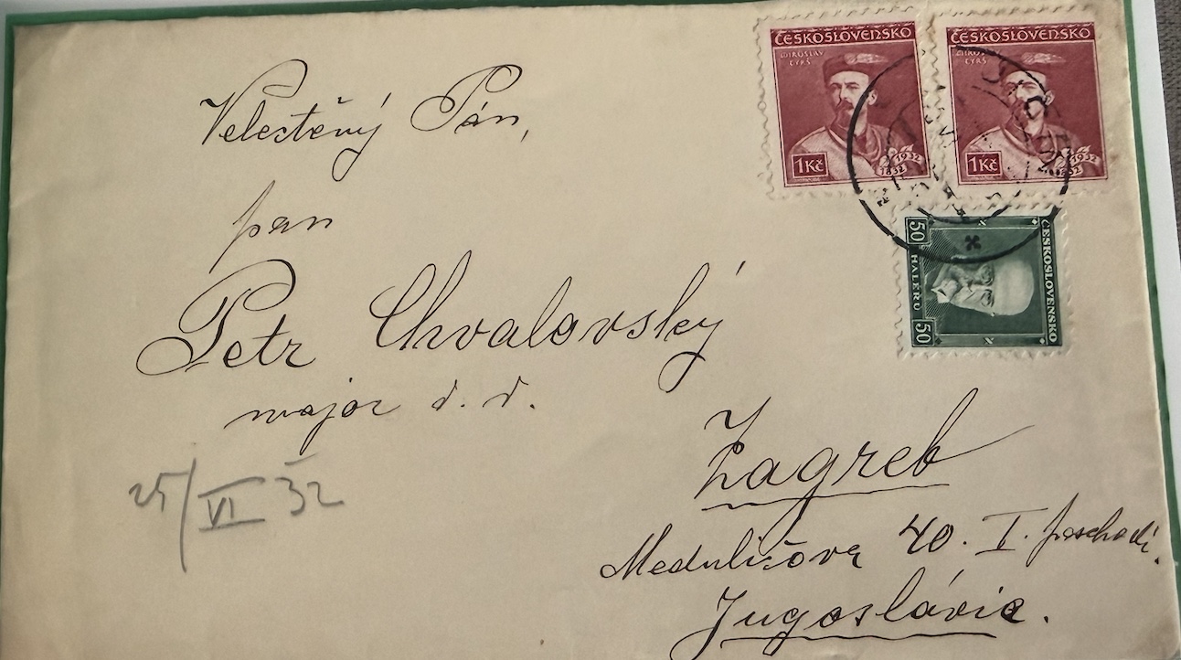 Cover to Zagreb franked with the Tyrš centenary stamps (1932)