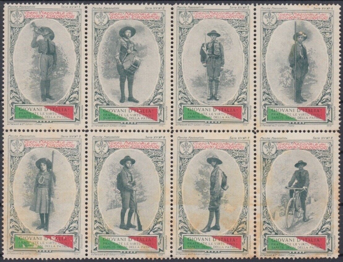 Complete pane of Serie XIV (8 stamps)