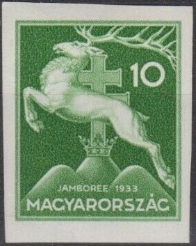 Leaping stag — 10 fillér, imperforate
