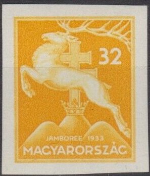 Leaping stag — 32 fillér, imperforate