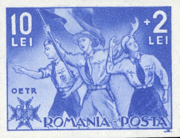 Scouts marching — 10 + 2 lei, imperforate