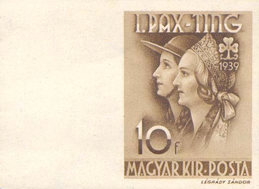 Girls in Scout dress and national headdress — 10 fillér, imperforate