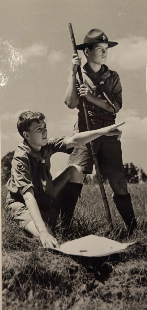 Source photograph — George Russell with staff