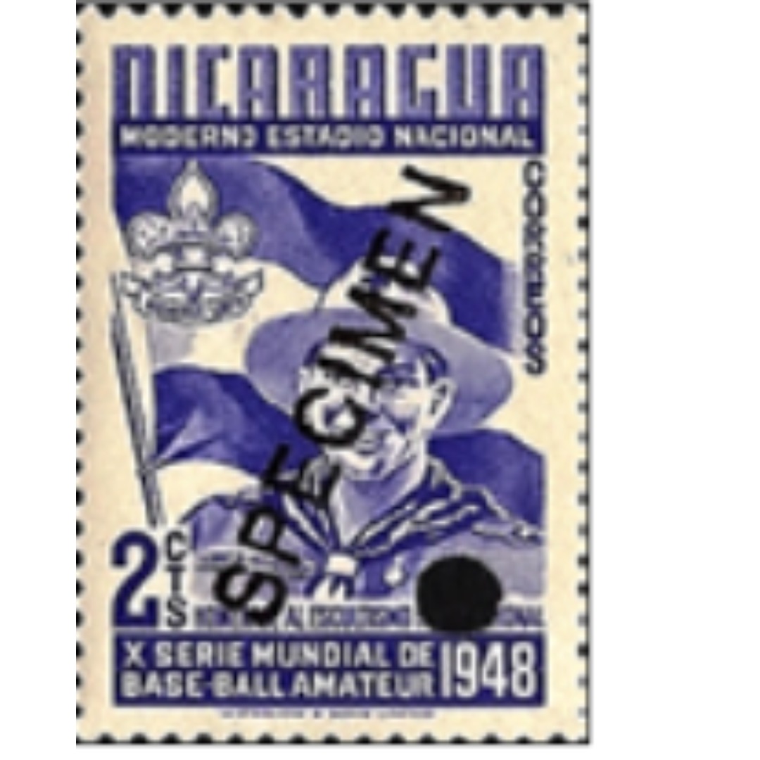 Specimen — Scout 2 c postage (navy blue) with SPECIMEN OP
