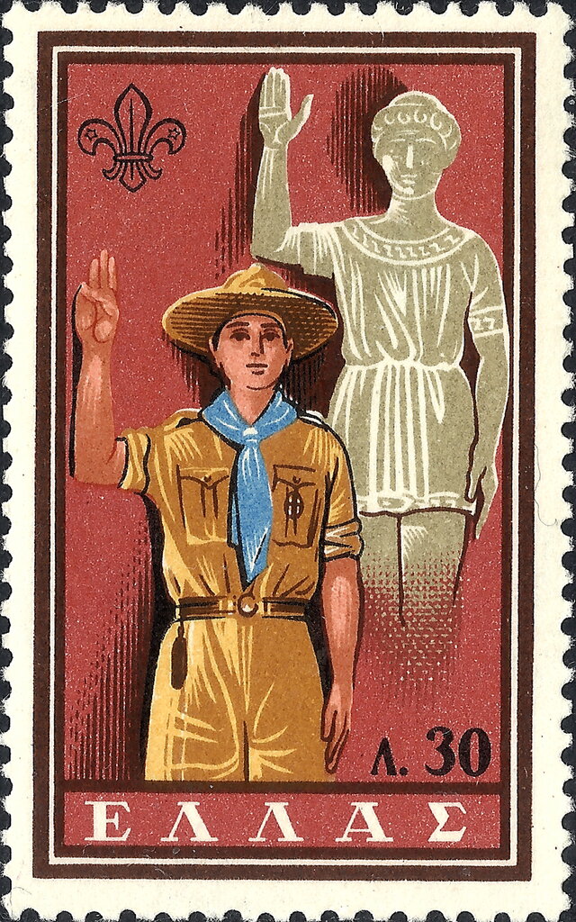 Scout saluting — classical statue silhouette