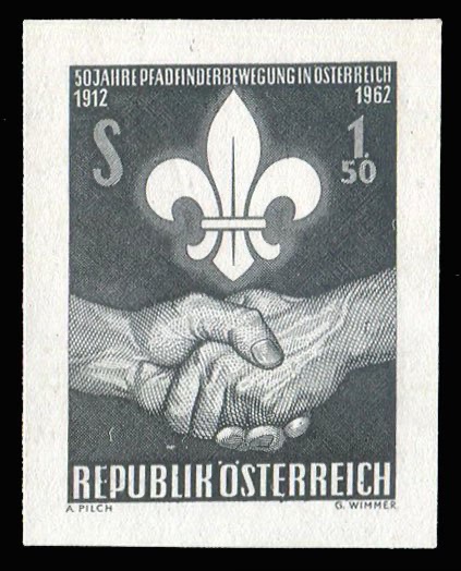 Black imperforate proof of the issued 1,50 S design