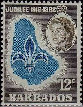 Scout emblem on map of Barbados