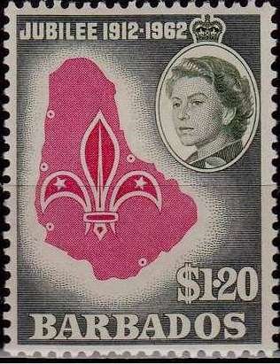 Scout emblem on map of Barbados