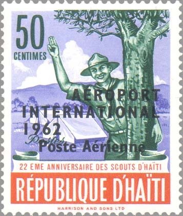Scout salute at camp — Aéroport International 1962 surcharge