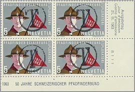 Postage due overprint — T in circle (block)