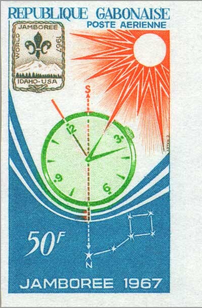 World Jamboree badge, sun and compass, imperforate