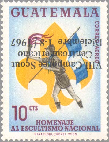 10 c inverted overprint — Scout with torch and flag