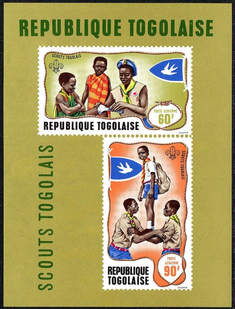 Souvenir sheet — 60 f and 90 f airmail, simulated perforation