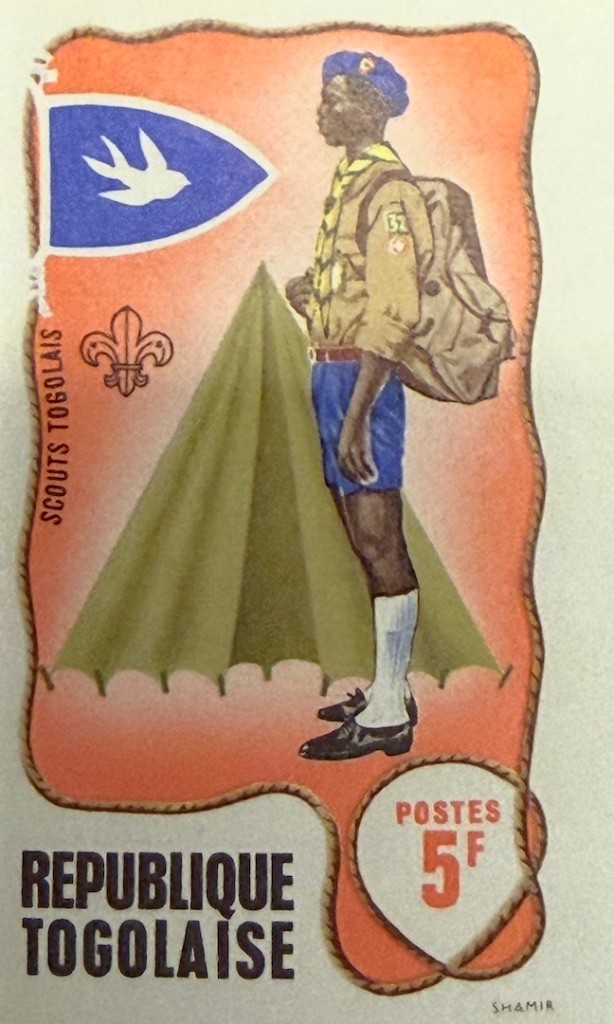 Camp-site — Scout before tent, imperforate