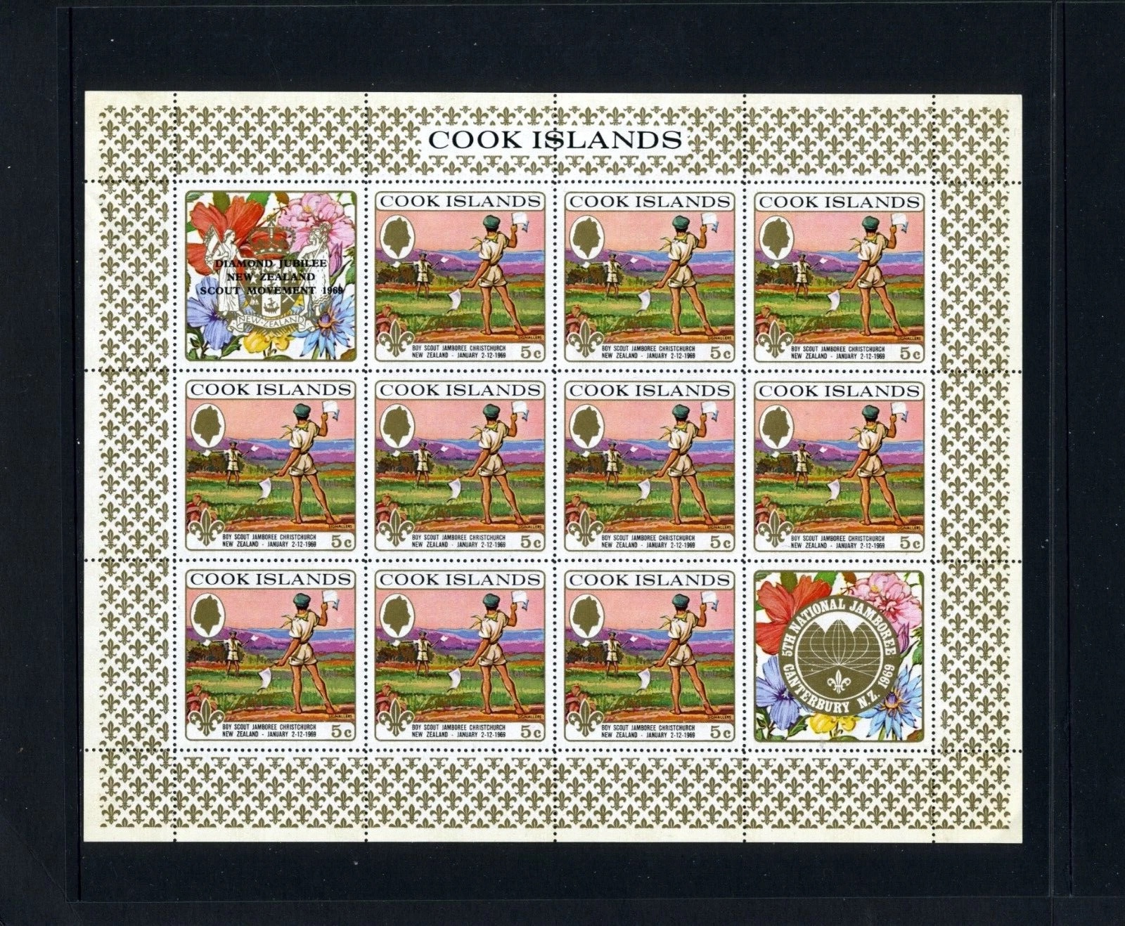 5 c miniature sheet — ten signalling stamps plus two commemorative labels
