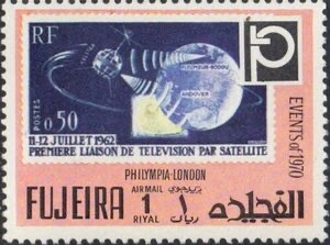 1 r — Telstar / first satellite television (French stamp-on-stamp)