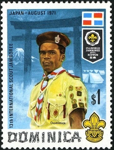 Scout with the Dominican Republic flag