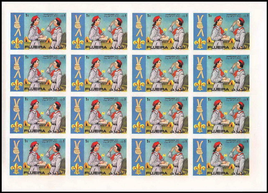 Full pane of 16 × 1 r (Girl Guides), imperforate