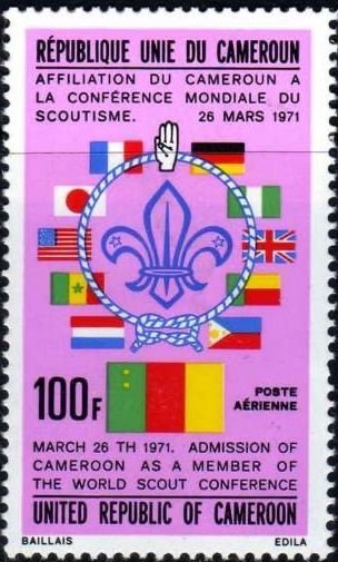World Scout emblem on pink