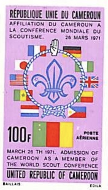 World Scout emblem on pink