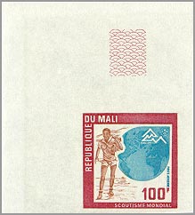 100 f Scout and globe — imperforate