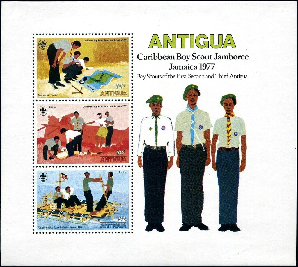 Souvenir sheet — map reading, first aid and rafting