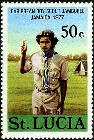 Scout salute and tent