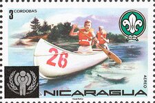 3 C$ Scouts in canoe 26 — cut from the perforated sheet