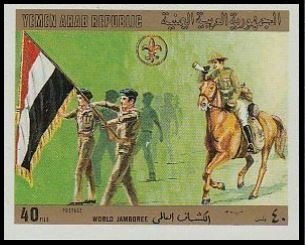 Scouts with flag and rider — imperforate
