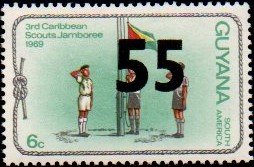 55 c on 6 c — smaller numeral surcharge