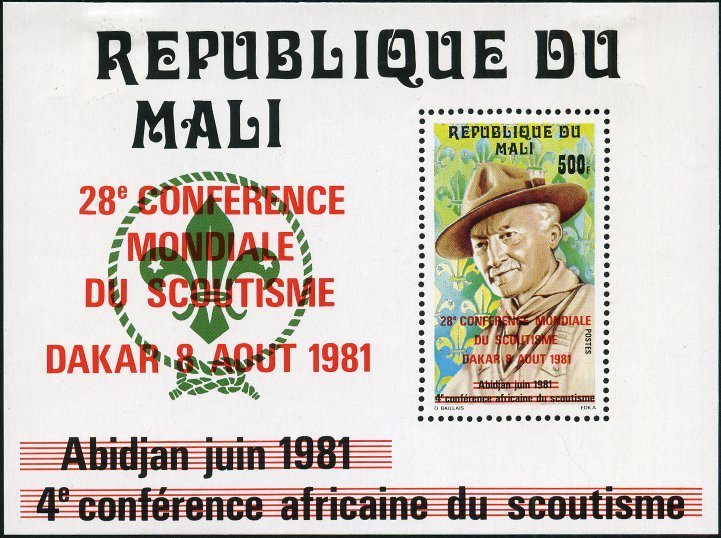 Baden-Powell souvenir sheet, overprinted