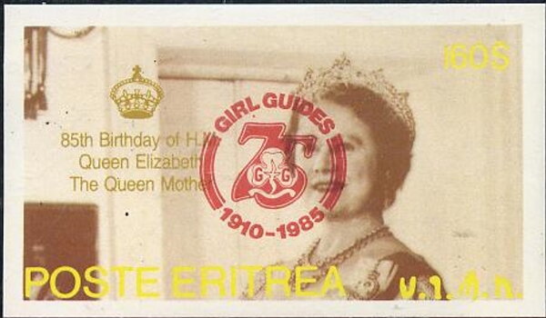 Queen Elizabeth 85th Birthday with Girl Guides Ovpt Red