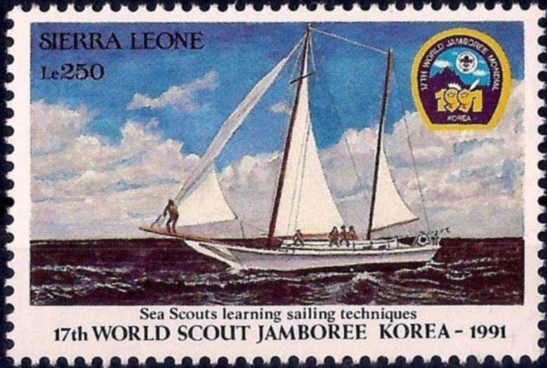 Sea Scouts learning sailing techniques