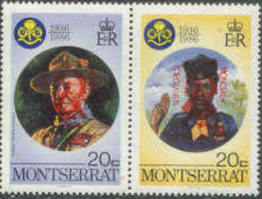 Lord Baden-Powell and Guide Saluting - Overprinted