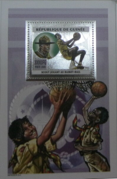 Baden-Powell and Scout Playing Basketball - Silver