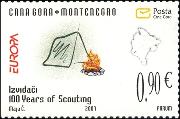 Map of Montenegro, Tent and Campfire