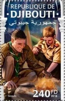 Two Boy Scouts and Campfire